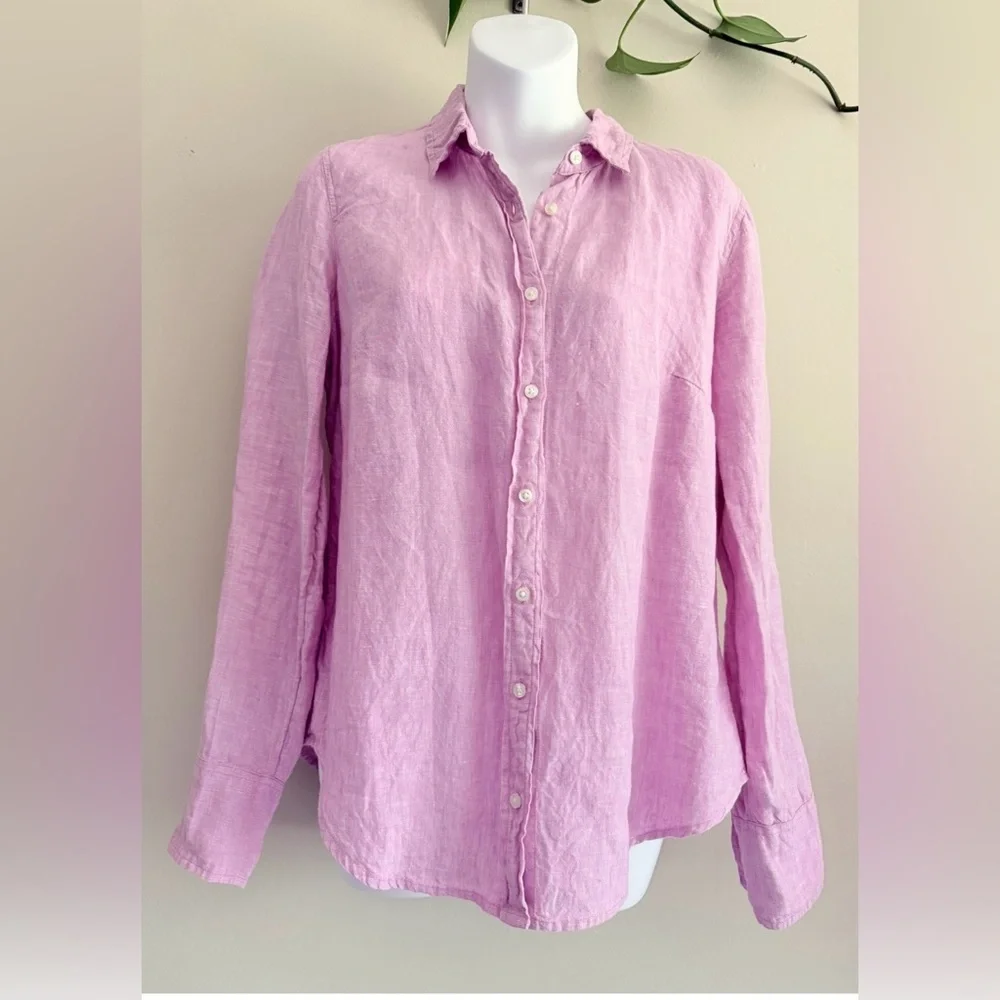 J. Crew Baird McNutt Irish Linen Lavender Linen Button-Down Shirt Slim size 6 - Picture 1 of 7